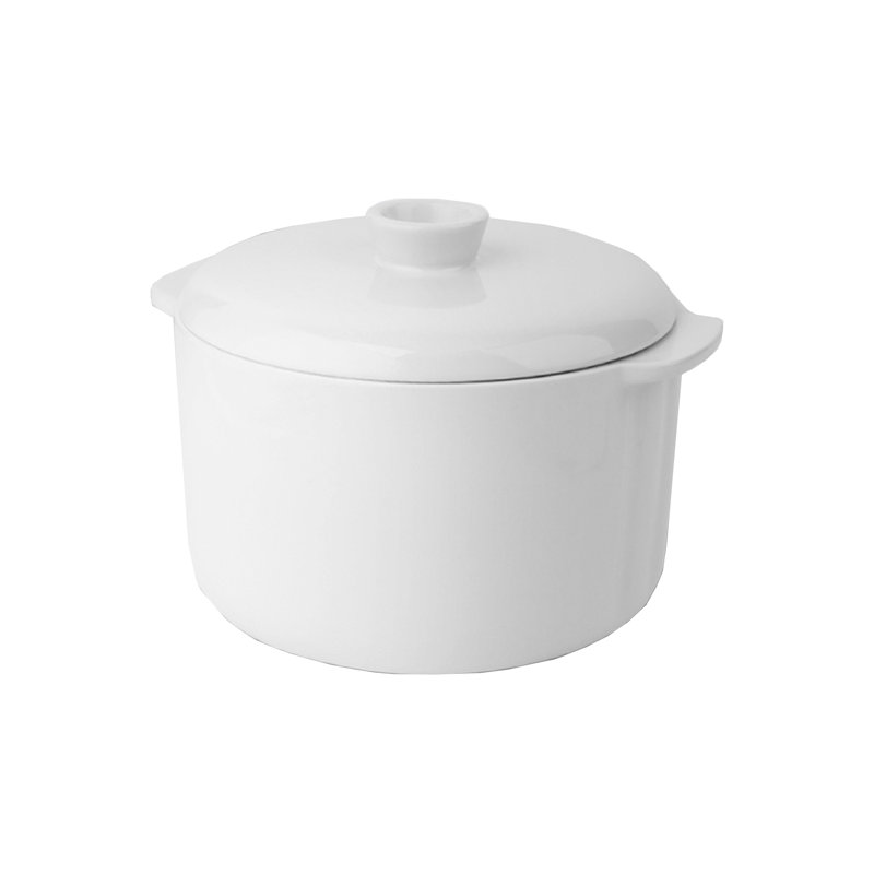 1 pte Mini cocotte en céramique blanche avec préréglages et minuterie intégrée