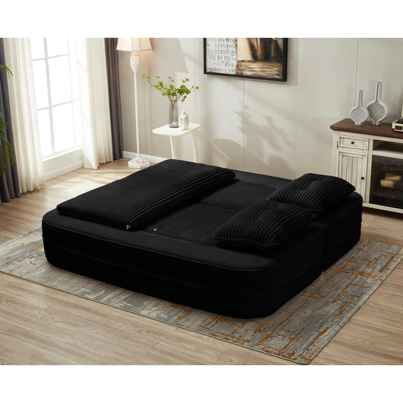 Canapé-lit futon multifonctionnel Cloid avec revêtement en velours côtelé moelleux et structure en mousse
