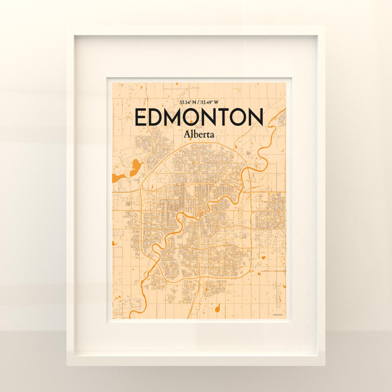Edmonton City Map, impression, H 20 po x l 16 po