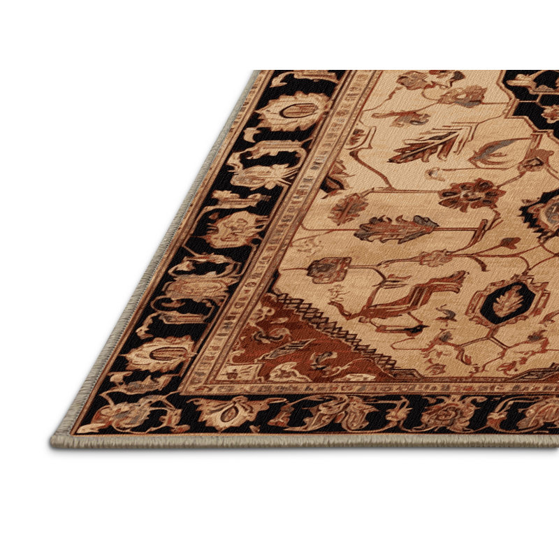Tapis brun lavable à la machine, Rond 5 pi