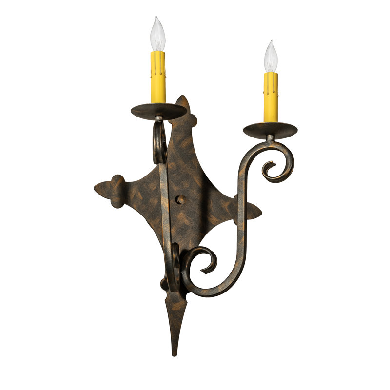 French Bronze 2-Light Iron Candle Wall Sconce