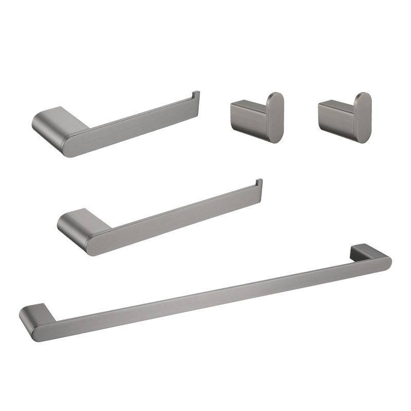 5 - Piece Bathroom Hardware Set, Gun Ash