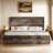 Queen Grey Bed Frame with 51" Tall Headboard, Integrated Reading Lights, and Rustic Wood Finish-892505401-889230906