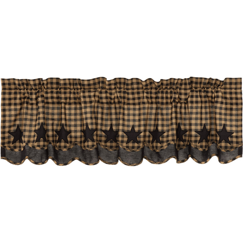 Cantonnière festonnée en coton Mancheer, Noir, H 16 po x l 60 po