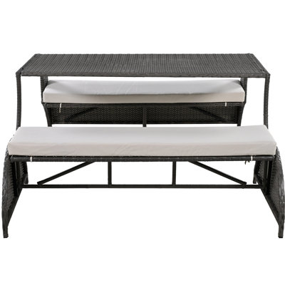 Conception extérieure multifonctionnelle: convertible en 4 sièges et table, fer, coussin, facile à assembler et à transporter, beige: se transforme en structure en fer, guide d'assemblage simple en mousse,