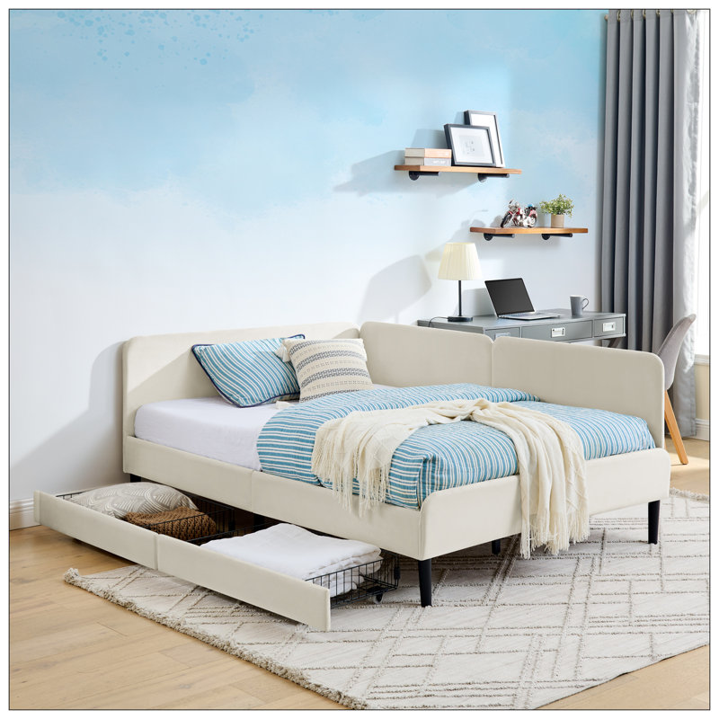 Lit pour chambre à coucher, Beige, Lit double