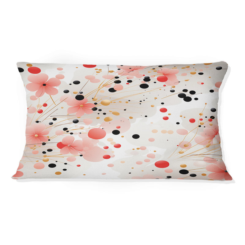 Coussin à imprimé floral rose Ioka Dota et fleur rose I