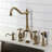 Kingston Brass Heirloom Two-Handle 3-Hole Deck Mount Bridge Kitchen Faucet with Brass Side Sprayer-65235176-68923422