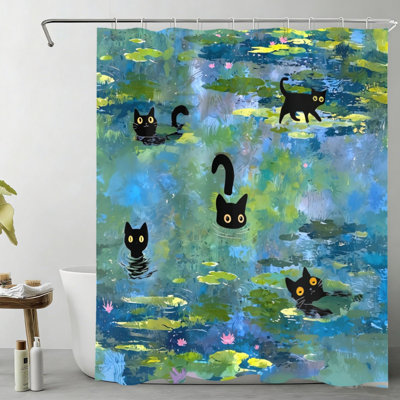 Rideau de douche bleu sarcelle Water Lily Catline Guest Suite, 183 cm x 183 cm
