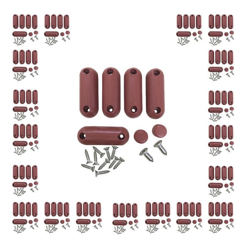 Brown Silicone Toilet Seat Bumpers 8 Pack (6 Oblong 2 Round) with Screws