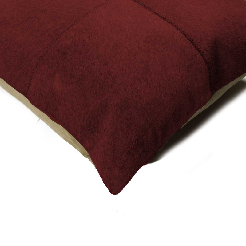 Torino Leather Throw Pillow, Burgundy, Solid Color