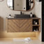 Meuble-lavabo simple 36 po avec comptoir en pierre, vasque, plateau de table en pierre frittée, meubles-lavabos à fixation murale-1228818146-1228818145
