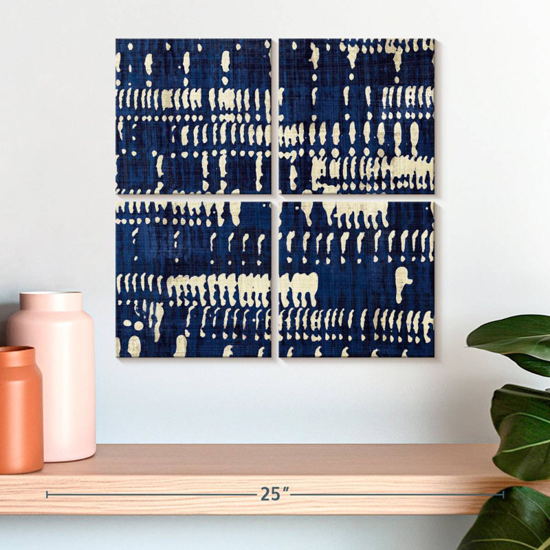 Kerner Indigo Batik IV, H 18 po x l 18 po