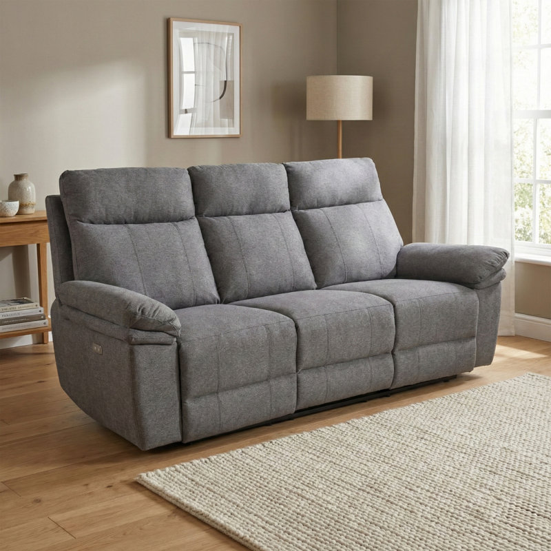 Cooney 3 Seater Electric Reclining Sofa, Dark Grey