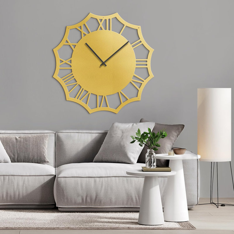 Analogue Wall Clock, 36" W x 36" H, Gold