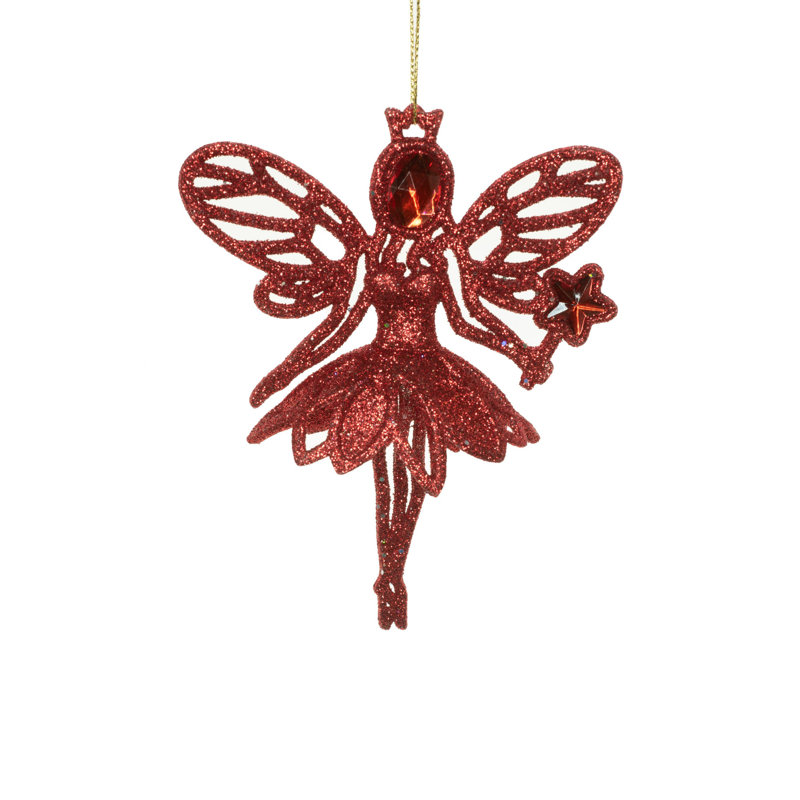 Ornement ange rouge scintillant (paquet de 6)