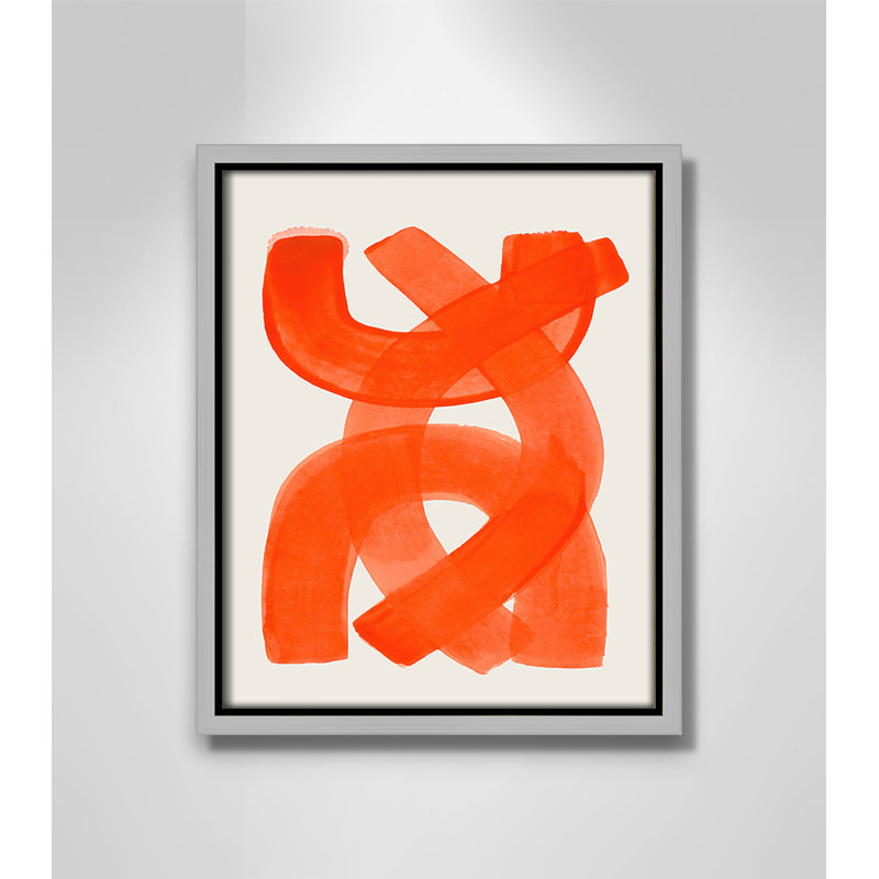 «Orange Strokes Print» par Haniff, Toile avec cadre, Flottant argent, L 9,5 po x H 11,5 po