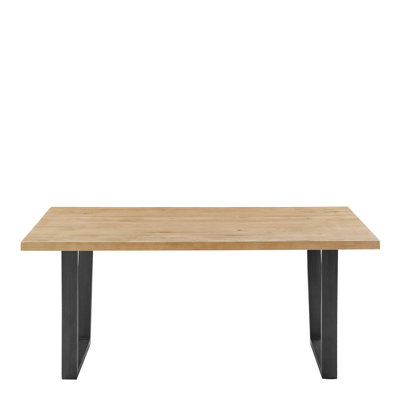 Armor Oak Solid Wood Top Metal Base Dining Table