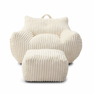 Bean Bag Chair With Armrests And Footstool