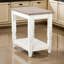 Table d'appoint Dean avec tablette, brun rectangulaire de 26 pouces, blanc
