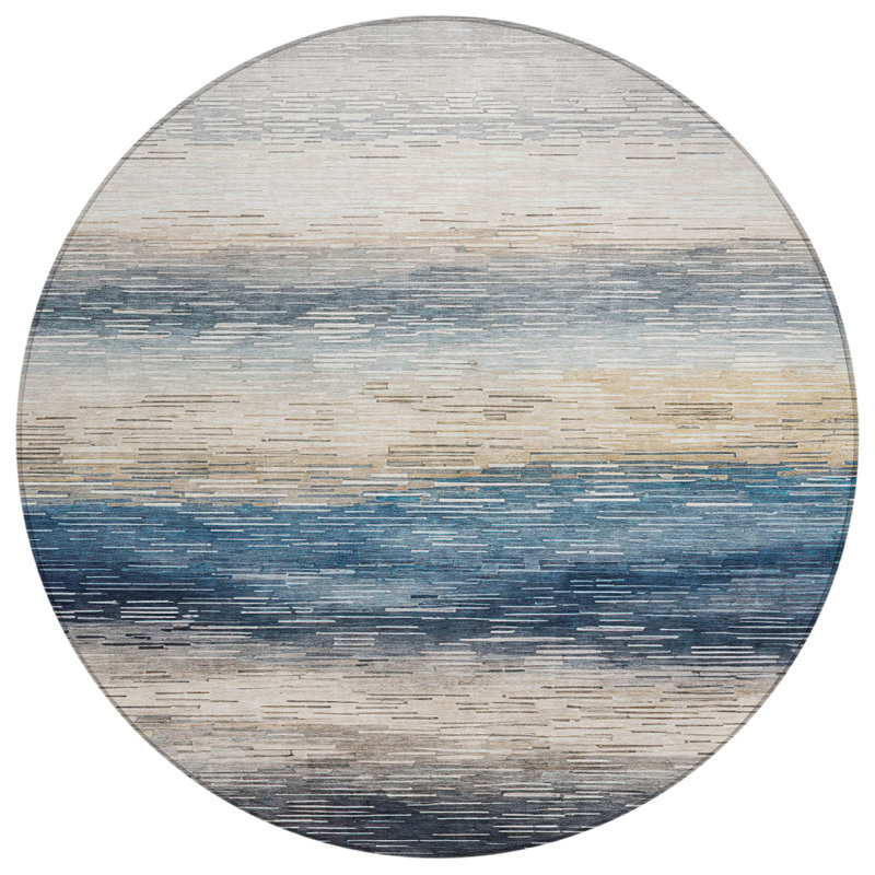 Machine Washable Indoor/Outdoor Chantille ACN2940 Striped Rug, 8' Round
