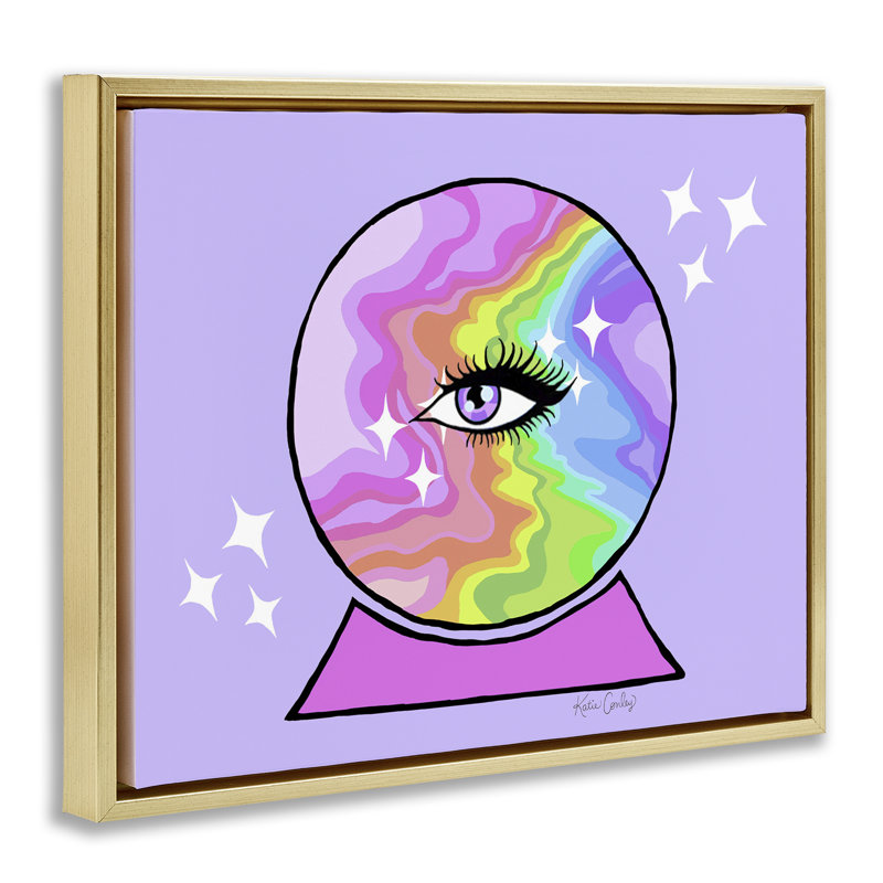 Cadre flottant Mystical Crystal Eye, conception de Katie Conley, H 25 po x l 31 po, Cadre flottant métallique doré