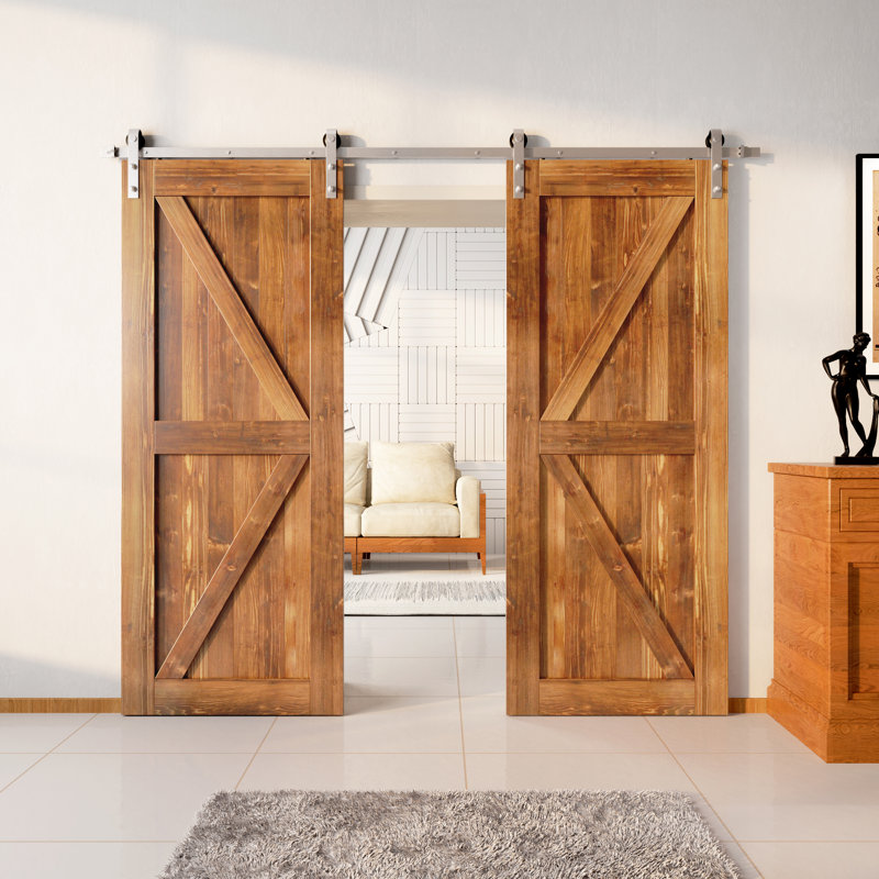Ensemble de quincaillerie d'installation de porte en nickel massif brossé K Design, L 40 po x H 84 po, Brun
