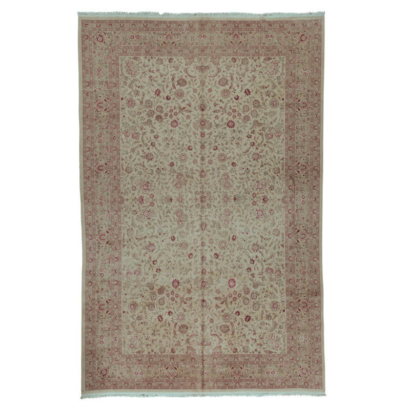 Tapis beige et doré de haute qualité noué à la main