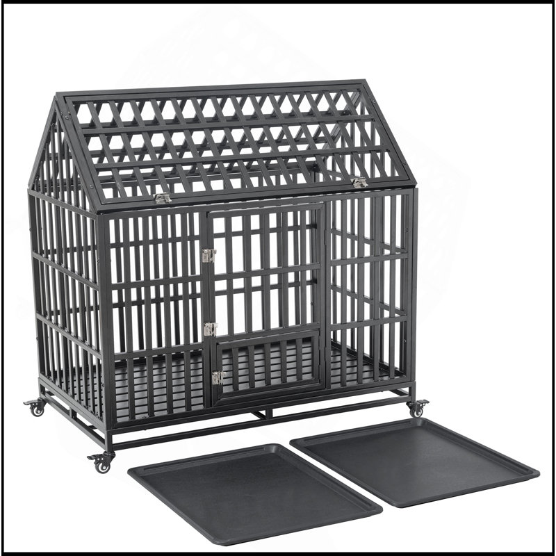 Cage pour chien robuste avec toit et fenêtre sur le toit
