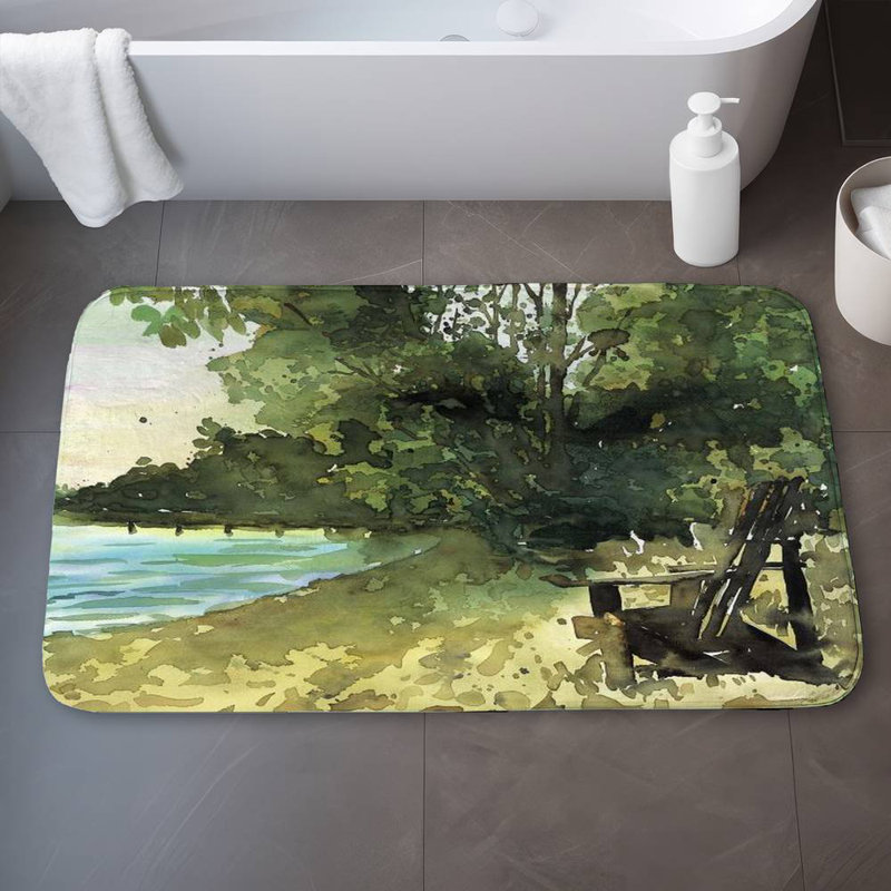 Day at the lake Bath Mat with Non-Slip Backing - Quick Dry Memory Foam Bathroom Rug - Absorbent - Modern Plush Spa-Style - Machine Washable