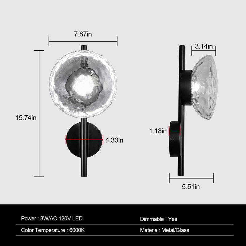 Modern Wall Sconces Set of Two Wall Sconce Indoor 6000K LED Bathroom Vanity Light Fixtures Wall Lamp 8W Aluminum Wall Lights for Bedroom Living Room Hallway