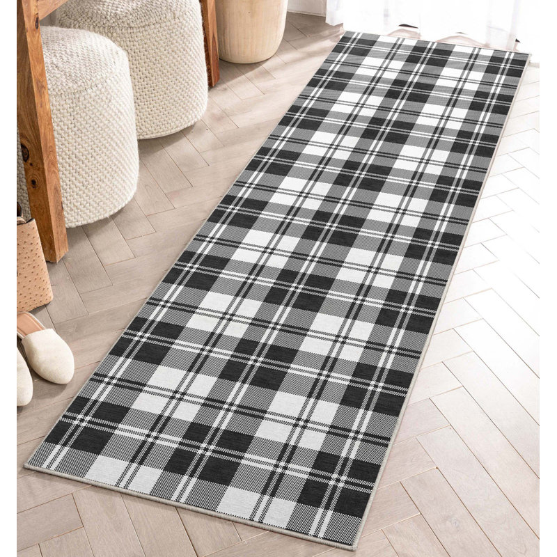 Tapis noir à tissage plat Kehr, Tapis de couloir 2 pi 3 po x 7 pi 3 po