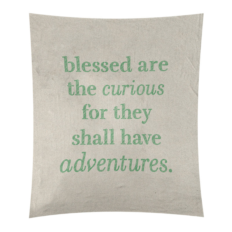 Tapisserie citation manuscrite en polyester, H 104 po x l 88 po, Blanc / vert