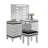 Contemporary Style 1Pc Vanity Set Tri-Fold Mirror 14Pcs Bulbs Black Glass Table Top Upholstered Stool Seat Knob Handles Felt Lined Drawers Black And White Finish