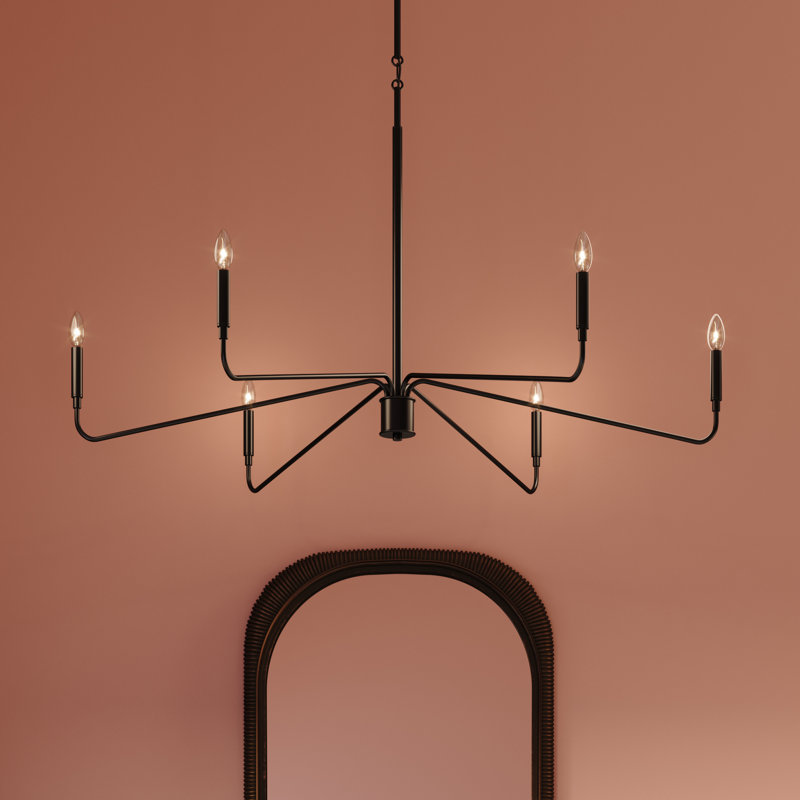 Lustre très grand 6 lumières Pilar, Noir mat