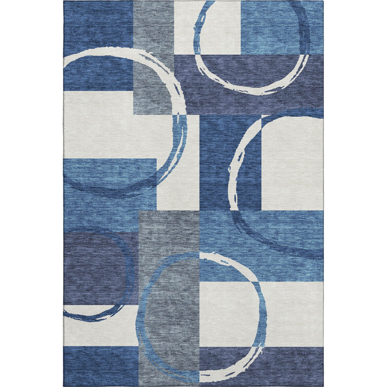 Premium Machine Washable Prisco Blue Rug