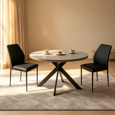 Cappelletti Round Steel Pedestal Dining Table Set