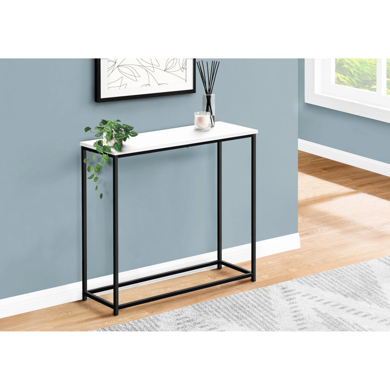 Table d'appoint pour hall d'entrée de style moderne - Stratifié blanc et métal noir pour une console accueillante avec cadre idéal pour l'entrée, le salon, la chambre à coucher