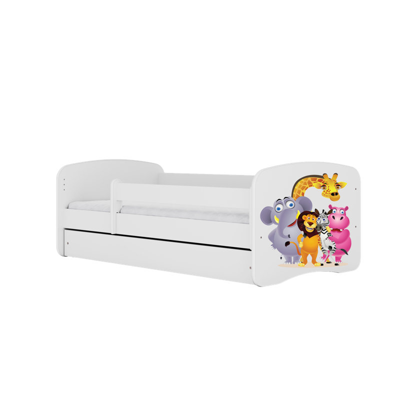 Cicero Drawer Convertible Bed and Mattress, White, European Toddler (80 x 160 cm)