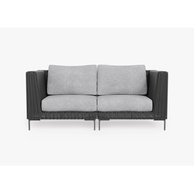 Black Wicker Outdoor Loveseat, Pacific Fog Grey