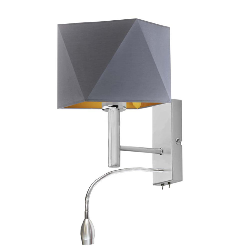 Edvin LED Armed Sconce, Grey, Silver