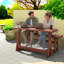 Ensemble de salle à manger convertible pour patio, table rustique en bois massif de 55,5 po pour la cour