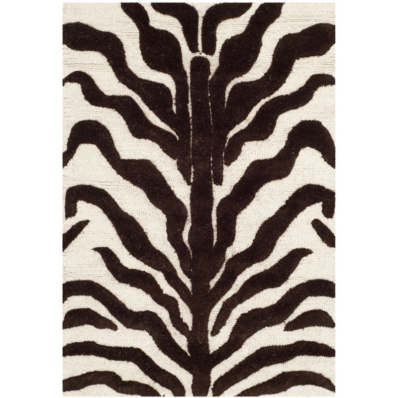 Schell Animal Print Wool Hand Tufted Area Rug, Rectangle 61 x 91 cm