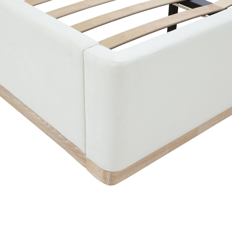 Loya Velvet Queen Bed, Queen, Cream