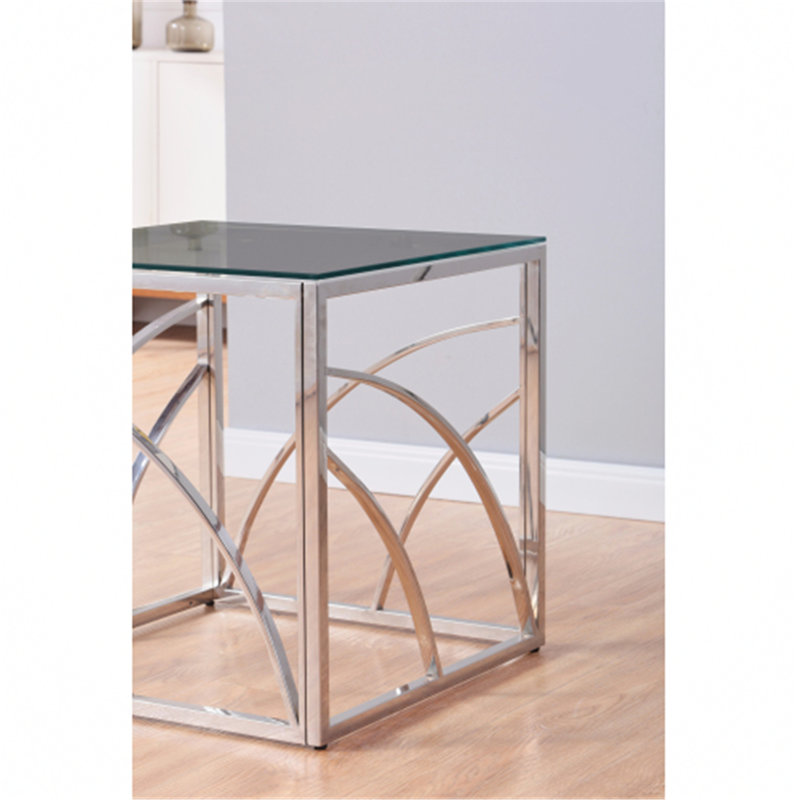 Table de bout en verre de 21,6 po de hauteur, Étoile bleue / gris / argent