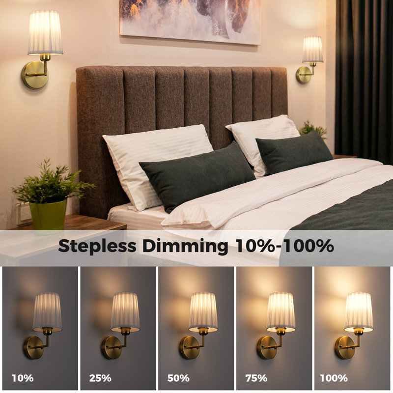 Battery Operated Wall Sconces Set Of 2, 10000mah Rechargeable Dimmable Wall Light With Bulb And Remote