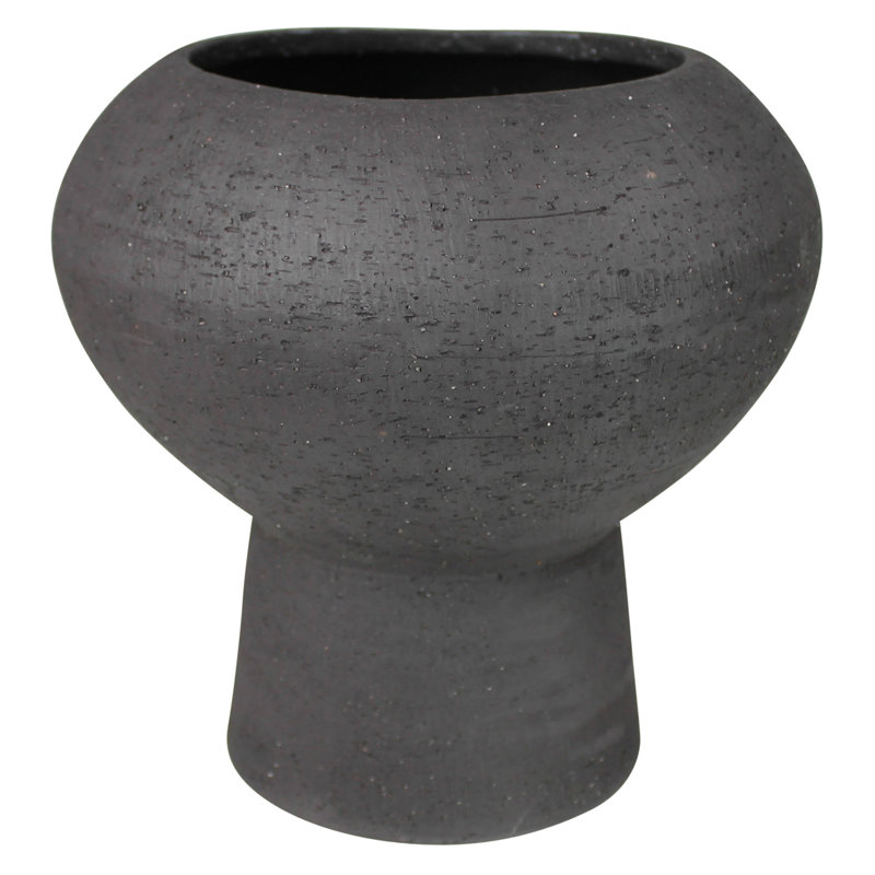 Vase de table en céramique noire Tommy, H 10 po x l 9,5 po x P 9,5 po