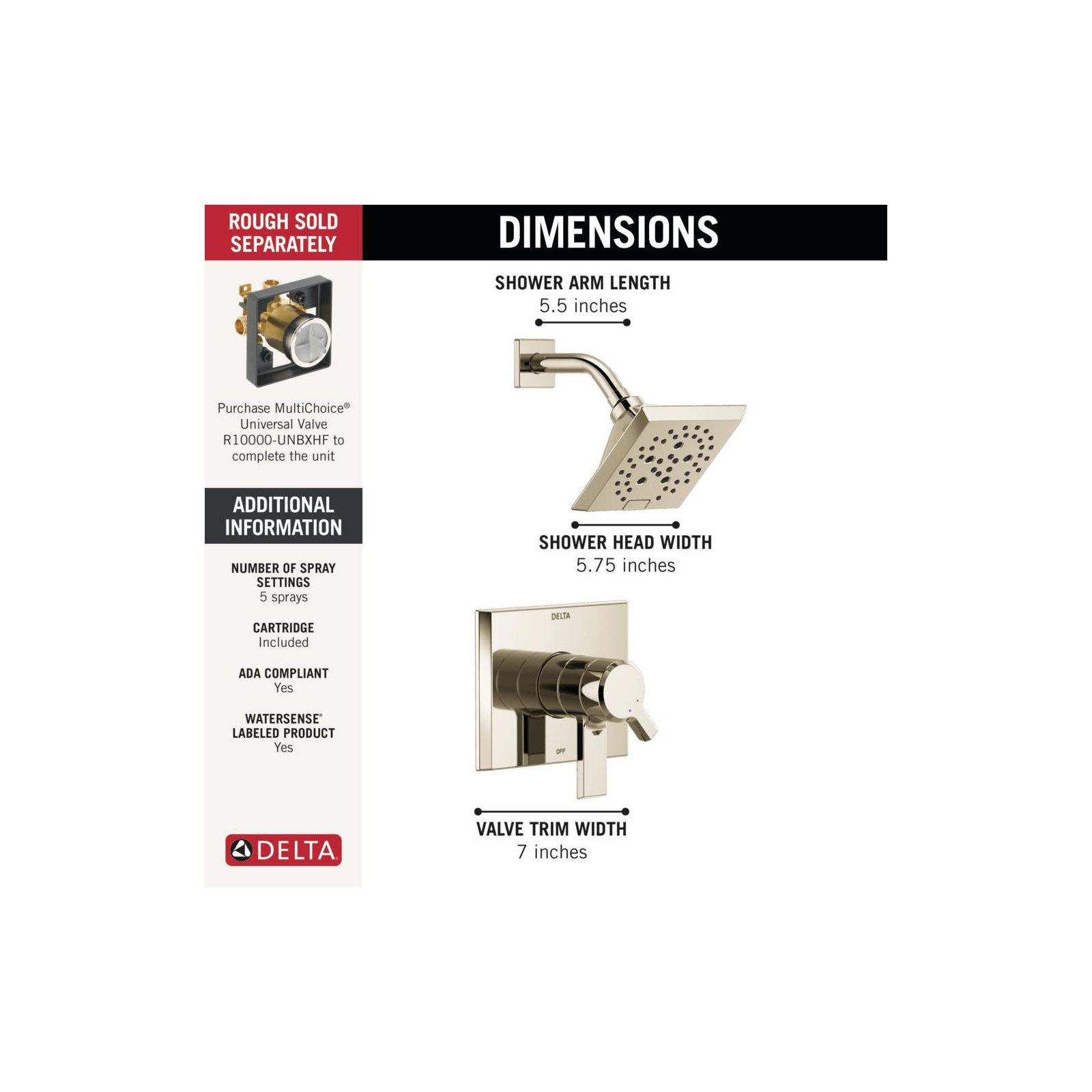 Pivotal® Shower Faucet with H2Okinetic® Technology, Polished Nickel