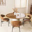 59,05 po, table de salle à manger ronde en similicuir pour 4 à 6 personnes, table de cuisine moderne en bois avec plateau en placage massif, noyer