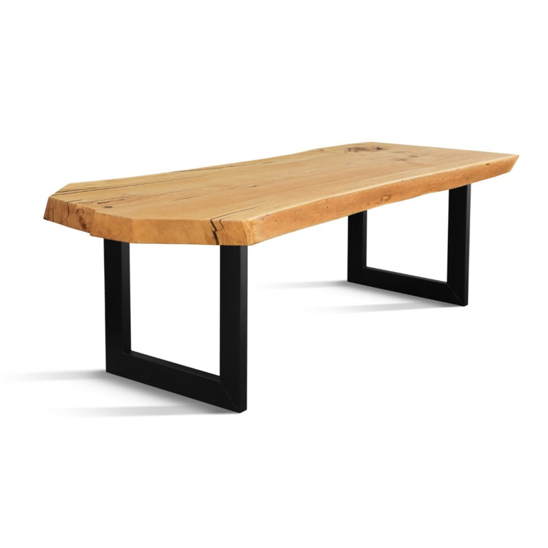 Oak Solid Wood Top Metal Base Dining Table
